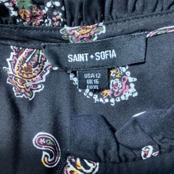 Saint + Sofia Olivia Zip Up Midi‎ Dress Kashmir Paisley LS Smocked size 12 NWT - Picture 3 of 9